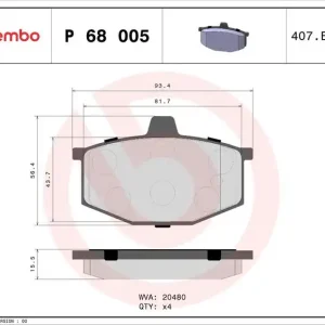 Sada brzdových destiček BREMBO P68005 - RENAULT Bezpečná Platba