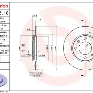 Brzdový kotouč BREMBO 08.9602.10 - CITROËN Autentický