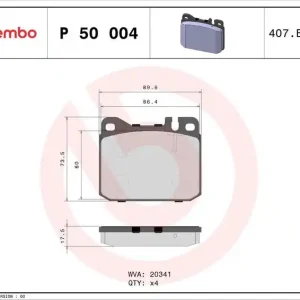 Výprodej Sada brzdových destiček BREMBO P50004 - MERCEDES-BENZ