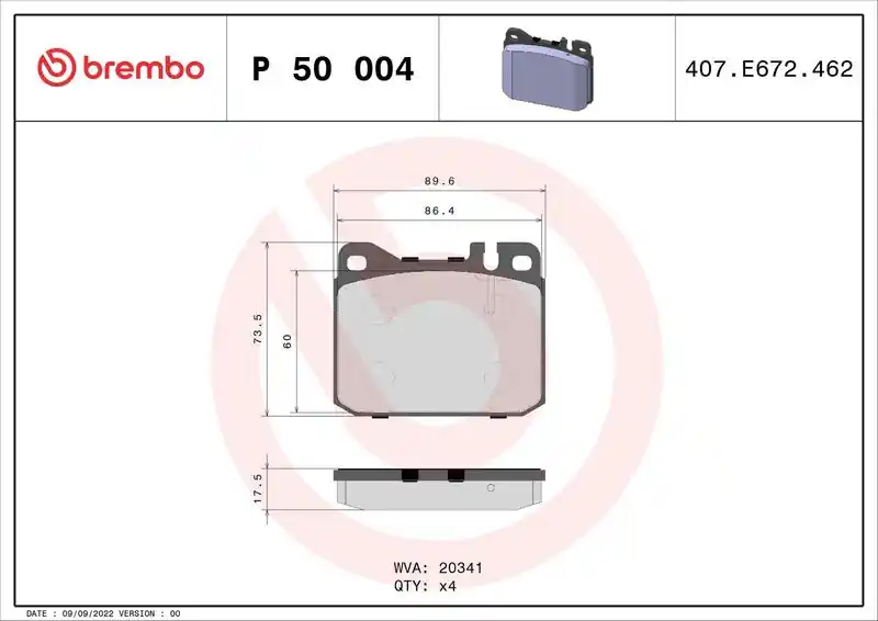 Výprodej Sada brzdových destiček BREMBO P50004 - MERCEDES-BENZ