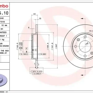 Brzdový kotouč BREMBO 08.2985.10 - CITROËN, PEUGEOT Odeslání Ihned