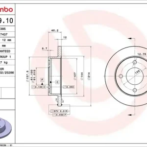 Brzdový kotouč BREMBO 08.5629.10 - NISSAN Nakupujte Hned