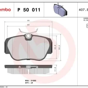 Značkový Sada brzdových destiček BREMBO P50011 - MERCEDES-BENZ