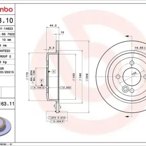 Brzdový kotouč BREMBO 08.9163.10 - MINI Koupit Online