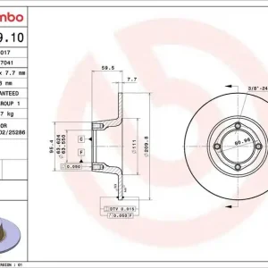 Brzdový kotouč BREMBO 08.1509.10 - MG Dokud Zásoby Vydrží