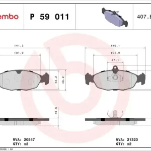 Akce Sada brzdových destiček BREMBO P59011 - DAEWOO, OPEL