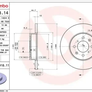 Brzdový kotouč BREMBO 08.6918.14 - ROVER Výprodej