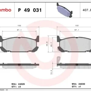 Zlevněný Sada brzdových destiček BREMBO P49031 - MAZDA