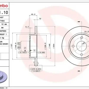 Brzdový kotouč BREMBO 08.5691.10 - NISSAN Finální Výprodej