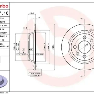 Brzdový kotouč BREMBO 08.5037.10 - SAAB Sezónní Sleva