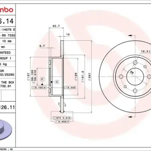 Brzdový kotouč BREMBO 08.3126.11 Značkový