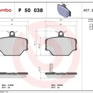 Bezpečná Platba Sada brzdových destiček BREMBO P50038 - SMART