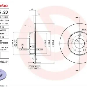 Brzdový kotouč BREMBO 08.5085.20 - ALFA ROMEO Cenová Bomba