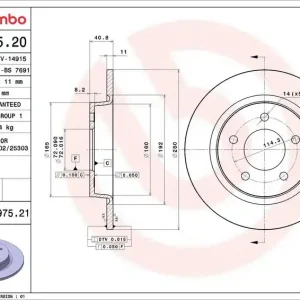 Brzdový kotouč BREMBO 08.9975.20 - MAZDA Cenová Bomba
