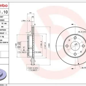 Výhodná Nabídka Brzdový kotouč BREMBO 09.A421.10 - DAIHATSU