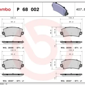 Autentický Sada brzdových destiček BREMBO P68002 - RENAULT
