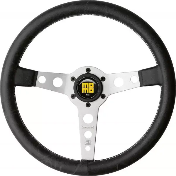 Volant Momo Heritage Line Prototipo 350mm - černý/stříbrný - kůže Výhodná Nabídka