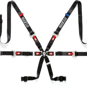 Sleva Bezpečnostní pás Sparco Prime H-9 EVO 04825H 6-bodový černý - popruh (FIA homologace)