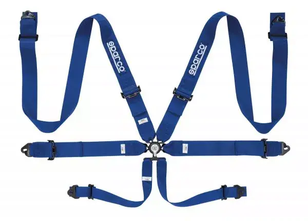 Bezpečnostní pás Sparco 04818RAC 3" 6-bodový modrý - karabina (FIA homologace) Cenová Bomba