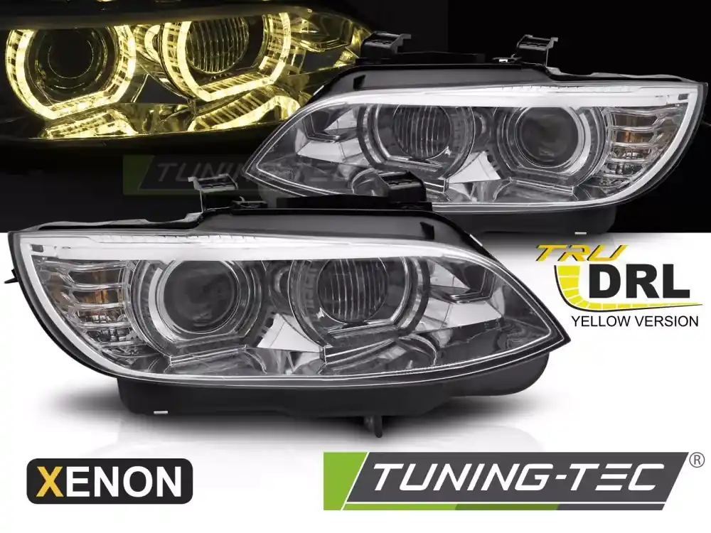 XENONOVÉ SVĚTLOMETY ŽLUTÉ LED CHROMOVANÉ DENNÍ SVĚTLA PRO BMW E92 / E93 06-10 Levný