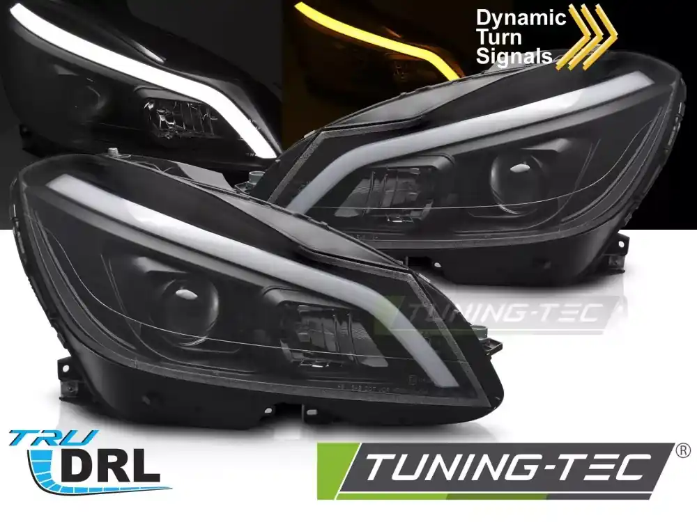 LED světlomety, černé, SEQ, denní svícení, pro MERCEDES W204 11-14 Kup Teď