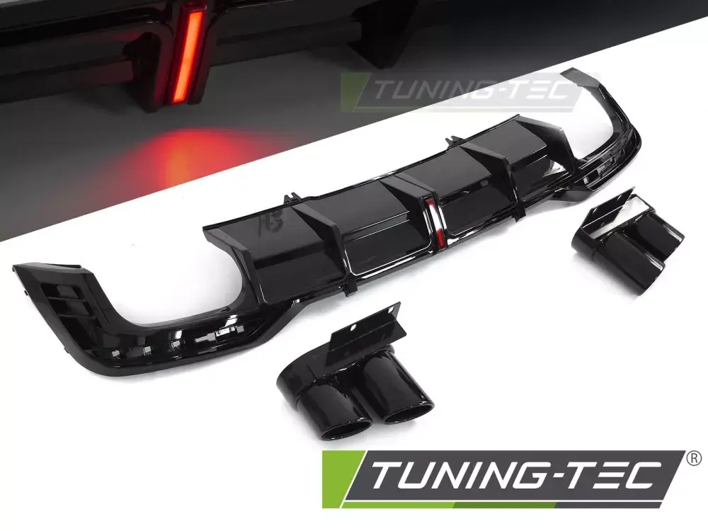 DIFFUSOR TWIN OUTLET GLOSSY BLACK with LED BRAKE LIGHT SPORT STYLE fits AUDI A5 F5 19-23 Nakupujte Hned